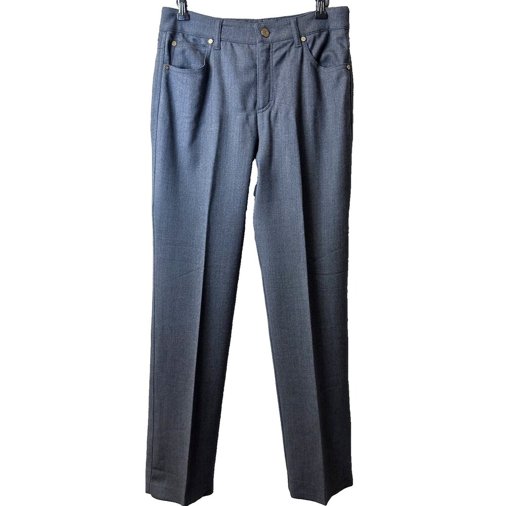 ESCADA Tessa Pants 36 Gray Chinchilla Straight Leg Gold Hardware NWT $550